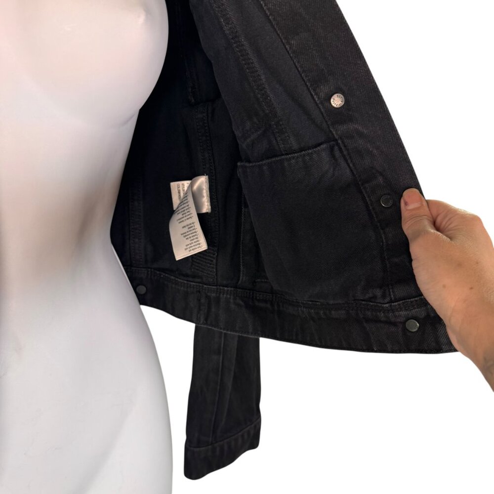 Paige Women's Black Denim Jean Cropped Jacket Coat Goth Punk Emo Metal Grunnge S - Picture 9 of 14